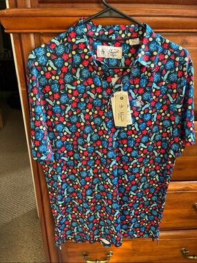 Original Penguin Men's Black Floral Short-Sleeve Golf Polo